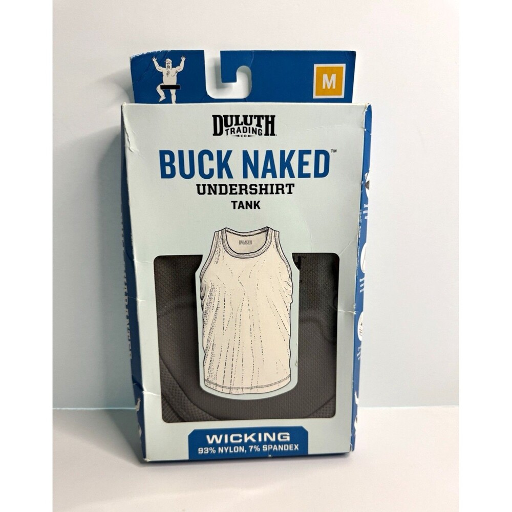 Duluth Trading Co Buck Naked Undershirt Tank Mens Size M Medium Gray Open Box